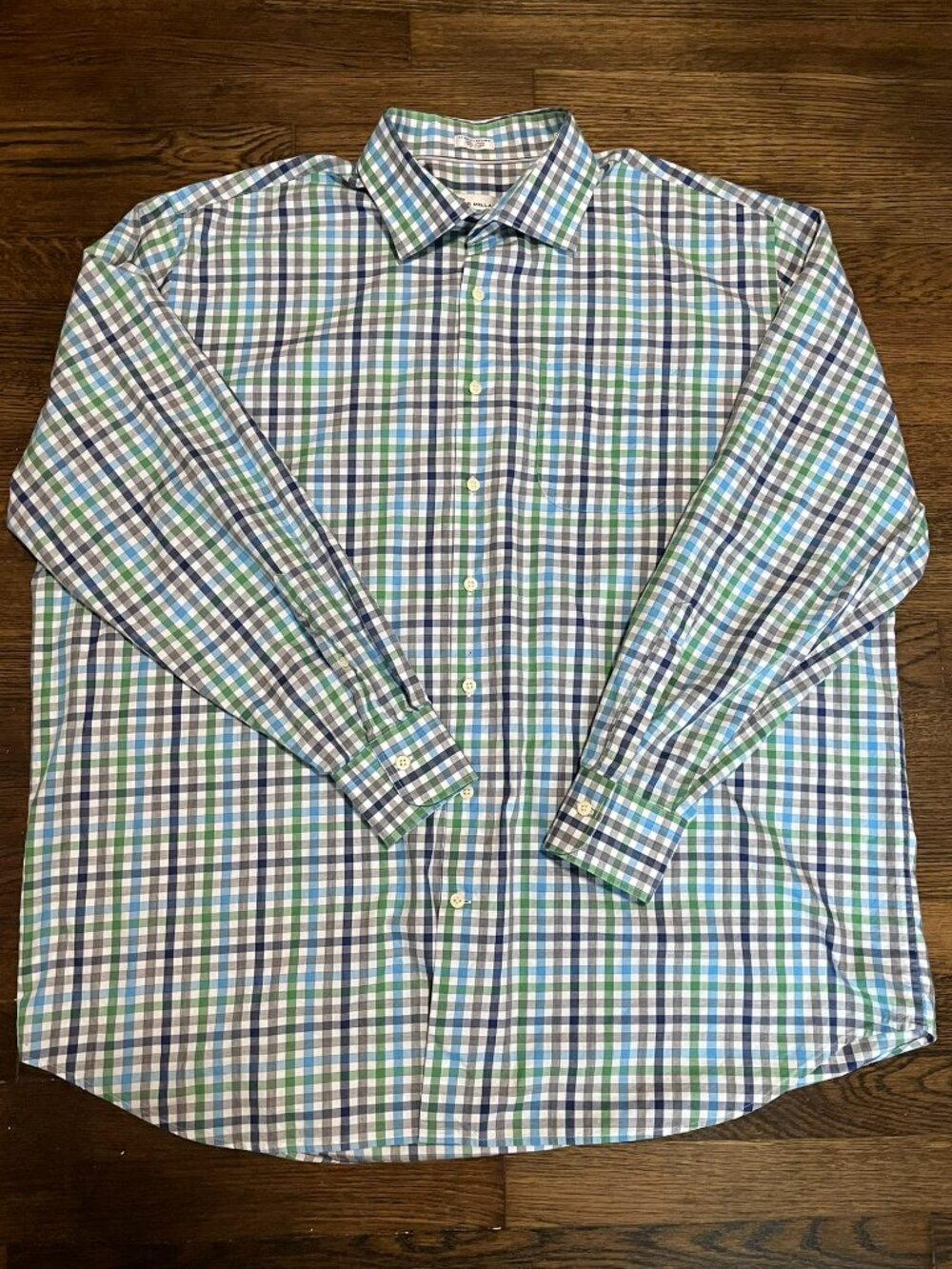 Peter Millar Dress Shirt Men 2XL  Blue/Green